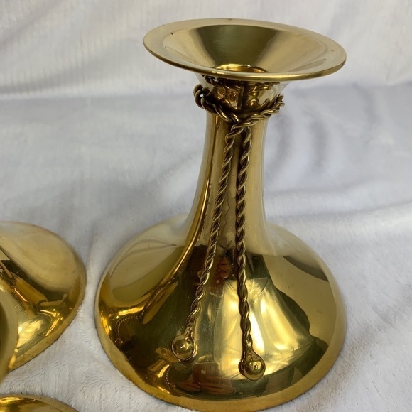 VINTAGE DECRORATIVE CRAFTS  BRASS CANDLE HOLDERS - Picture 11 of 14